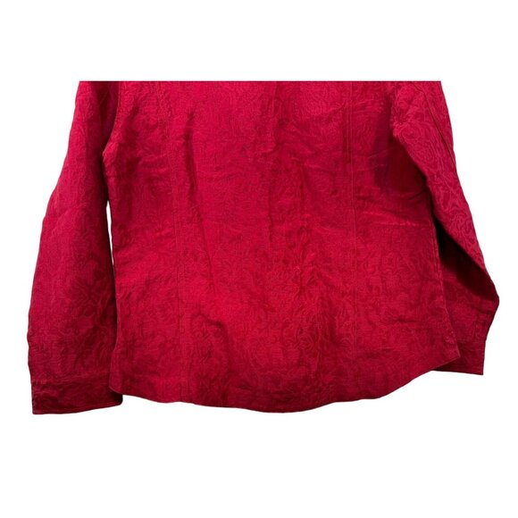 Chicos Red Button-Up Textured Shirt Womens Size 1 Linen/Cotton/Silk Blend - Picture 8 of 11